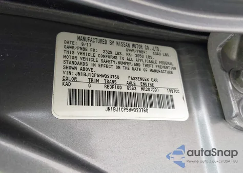 2017 Nissan Rogue Sport Sl из США, поврежденный, VIN JN1BJ1CP5HW023760